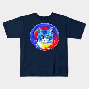 Colorful Rainbow Cats Digital Portrait (MD23Ar009) Kids T-Shirt